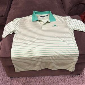 Men's Green Striped Polo Shirt